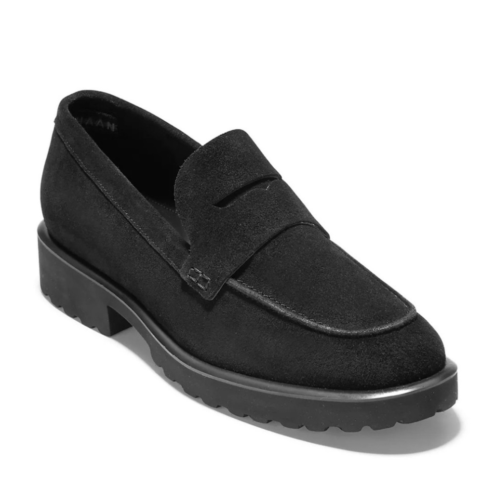 Cole Haan Black Suede Penny Loafers